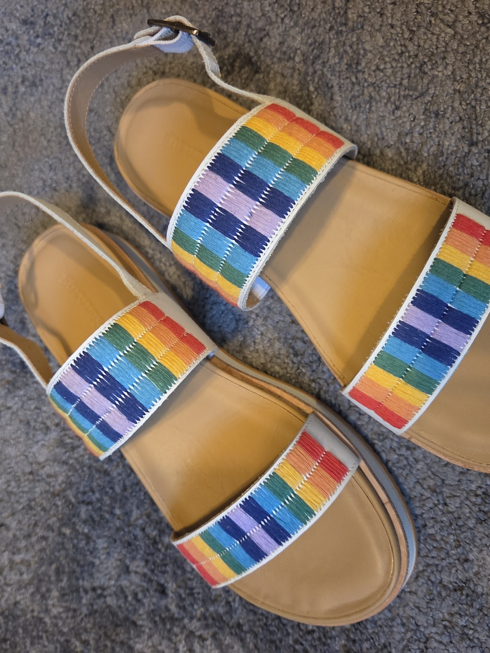 Soludos Women's Rainbow Embroidered Strap Sandals - Multicolor